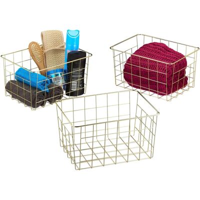 Relaxdays Ensemble de 3 Paniers de Rangement - Métal, 15,5x28x20 cm - Publicité Relaxdays Ensemble de 3 Paniers de Rangement - Métal, 15,5x28x20 cm - Publicité
