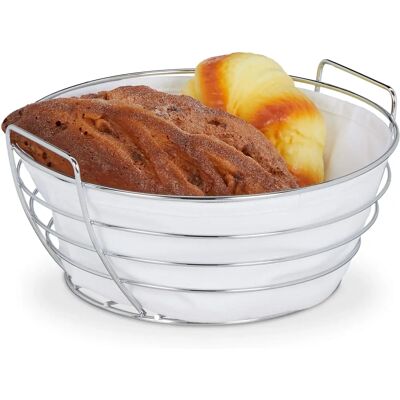 Cestino per Pane in Metallo Relaxdays con Rivestimento in Tessuto Rimovibile - Rotondo 23cm - Bianco Cestino per Pane in Metallo Relaxdays con Rivestimento in Tessuto Rimovibile - Rotondo 23cm - Bianco
