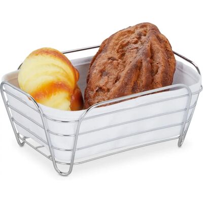 Cestino del pane bianco in metallo con fodera in tessuto rimovibile - Panier per pane Cestino del pane bianco in metallo con fodera in tessuto rimovibile - Panier per pane