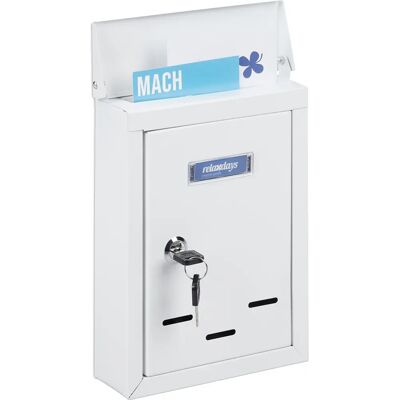 Relaxdays Weiße Briefkasten mit Schloss und Sichtfenstern - Postbox Relaxdays Weiße Briefkasten mit Schloss und Sichtfenstern - Postbox