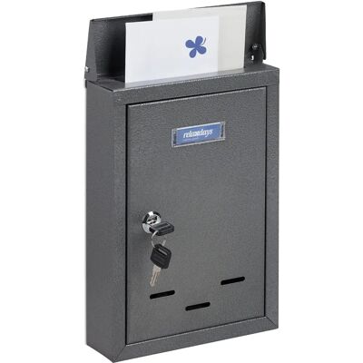 Relaxdays Wandbriefkasten mit Namensschild - Metall, Schmal, 30,5x21x7 cm Relaxdays Wandbriefkasten mit Namensschild - Metall, Schmal, 30,5x21x7 cm