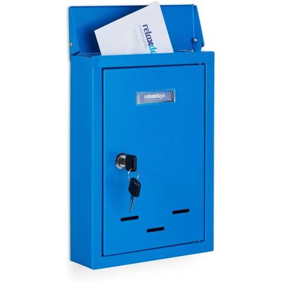 Relaxdays Blaue Wandbriefkasten mit Schloss - Briefkasten 30,5x21x7 cm Relaxdays Blaue Wandbriefkasten mit Schloss - Briefkasten 30,5x21x7 cm