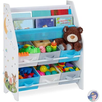 Relaxdays Kinderspielzeugregal - Tiermuster, 6 Boxen, 2 Stoffregale Relaxdays Kinderspielzeugregal - Tiermuster, 6 Boxen, 2 Stoffregale