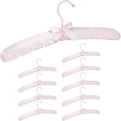RELAXDAYS Roze Satijnen Kleerhangers - Set van 10 RELAXDAYS Roze Satijnen Kleerhangers - Set van 10