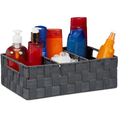 Cestino portaoggetti Relaxdays - 3 scomparti, manici, grigio - Organizzatore bagno Cestino portaoggetti Relaxdays - 3 scomparti, manici, grigio - Organizzatore bagno