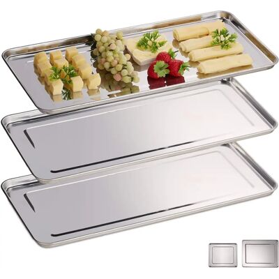 RELAXDAYS Edelstahl Servier-Set - Rechteckige Buffetplatten RELAXDAYS Edelstahl Servier-Set - Rechteckige Buffetplatten