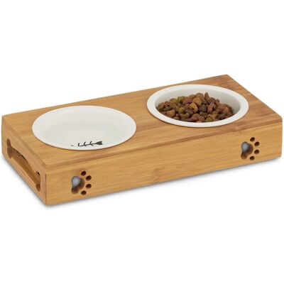 Relaxdays Haustier Futter- und Wasserspender - Doppelkeramikschalen Relaxdays Haustier Futter- und Wasserspender - Doppelkeramikschalen