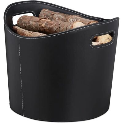Panier à bois en faux cuir RELAXDAYS 1002879059 - Portable, Noir Panier à bois en faux cuir RELAXDAYS 1002879059 - Portable, Noir
