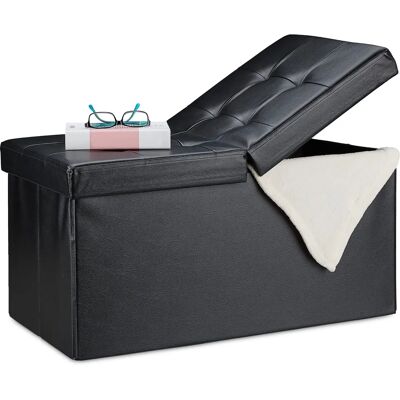 Relaxdays Pouf de Rangement - BancPanneau en Simili Cuir - 84L - Ottoman de Rangement - Publicité Relaxdays Pouf de Rangement - BancPanneau en Simili Cuir - 84L - Ottoman de Rangement - Publicité