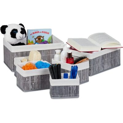Relaxdays Aufbewahrungsset - Bambuskörbe, 6 Stück Relaxdays Aufbewahrungsset - Bambuskörbe, 6 Stück