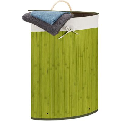 Relaxdays Bamboo Corner Laundry Basket - 60L, Foldable, Lid Relaxdays Bamboo Corner Laundry Basket - 60L, Foldable, Lid