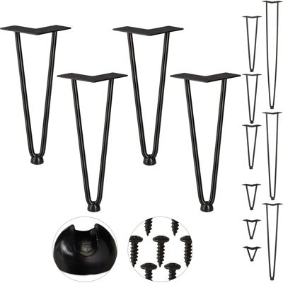 Relaxdays Tischbeine Set 4 Schwarz Stahl Mid-Century Relaxdays Tischbeine Set 4 Schwarz Stahl Mid-Century