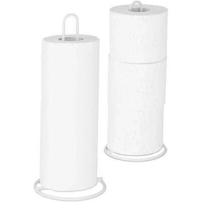 Relaxdays Juego de 2 soportes para rollos de cocina - Metal, 32x13 cm, Blanco Relaxdays Juego de 2 soportes para rollos de cocina - Metal, 32x13 cm, Blanco