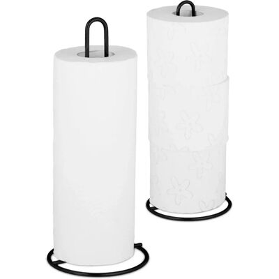 Relaxdays Set med 2 köks- och toalettpapperhållare - 32x13 cm - Svart Relaxdays Set med 2 köks- och toalettpapperhållare - 32x13 cm - Svart