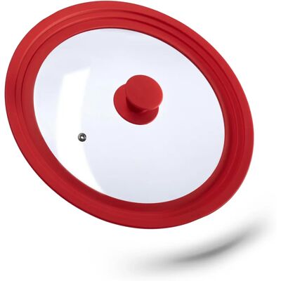 Relaxdays Rote Universaltopfedeckel mit Silikonrand 26-30cm Relaxdays Rote Universaltopfedeckel mit Silikonrand 26-30cm