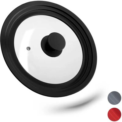 Relaxdays Pan Lid - Black, 20-24 cm, Glass, Silicone, Metal Relaxdays Pan Lid - Black, 20-24 cm, Glass, Silicone, Metal