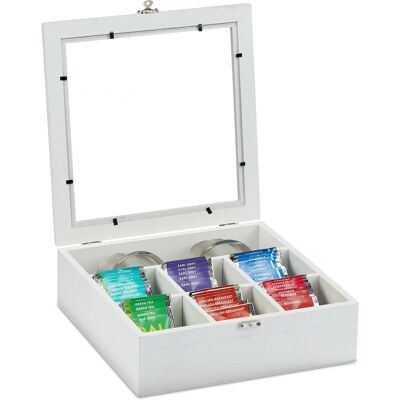 Relaxdays White Tea Storage Box with Compartments - Tea Organizer Relaxdays White Tea Storage Box with Compartments - Tea Organizer