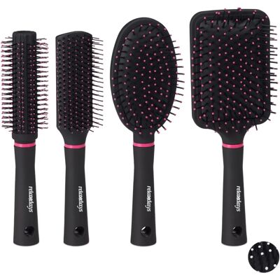 Relaxdays 10027962 Conjunto de 4 escovas de cabelo pretas Relaxdays 10027962 Conjunto de 4 escovas de cabelo pretas