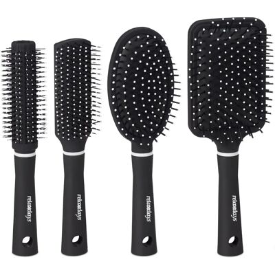 Relaxdays Haarbürsten-Set - 4 Bürsten mit Reiseetui Relaxdays Haarbürsten-Set - 4 Bürsten mit Reiseetui