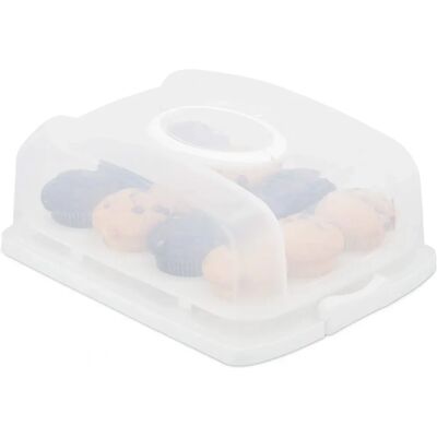 Relaxdays Tårtskål - Rektangulär, med Lock & Stöd för Muffins - Vit/Transparent Relaxdays Tårtskål - Rektangulär, med Lock & Stöd för Muffins - Vit/Transparent