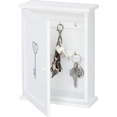 Relaxdays White Wooden Key Cabinet - Rustic Style, 6 Hooks Relaxdays White Wooden Key Cabinet - Rustic Style, 6 Hooks