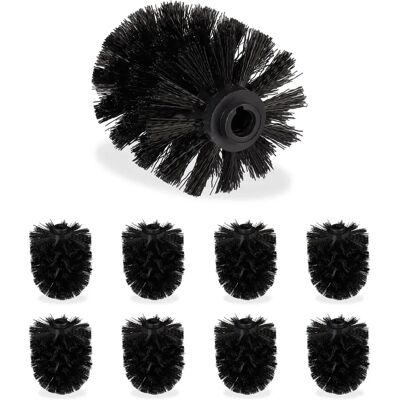 Relaxdays Toilet Brush Head Set - 9 Replacement Heads, Black Relaxdays Toilet Brush Head Set - 9 Replacement Heads, Black