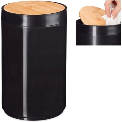 Cubo de cosméticos de bambú RELAXDAYS con tapa oscilante - Moderna papelera de baño Cubo de cosméticos de bambú RELAXDAYS con tapa oscilante - Moderna papelera de baño