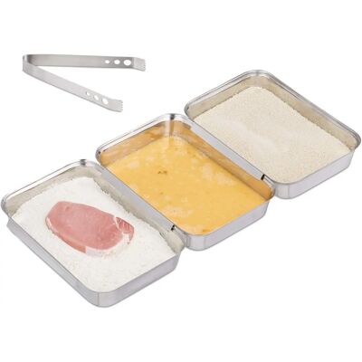 Relaxdays Edelstahl Panier-Set - 3 stapelbare Bleche & Zange Relaxdays Edelstahl Panier-Set - 3 stapelbare Bleche & Zange