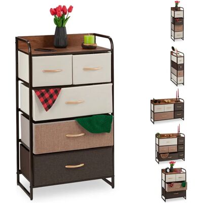 Mueble modular Relaxdays - 5 cajones, cestas de tela, estante - Almacenamiento Mueble modular Relaxdays - 5 cajones, cestas de tela, estante - Almacenamiento
