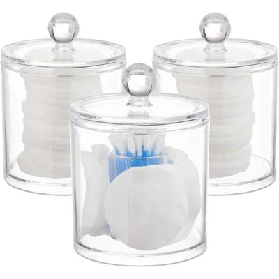 Relaxdays Set van 3 Acryl Opbergers - Dischetten en Wattenstaafjes Organizer - Transparant Relaxdays Set van 3 Acryl Opbergers - Dischetten en Wattenstaafjes Organizer - Transparant