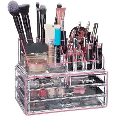 Organisateur de Maquillage Rose Relaxdays - Rangement Cosmétiques & Bijoux Organisateur de Maquillage Rose Relaxdays - Rangement Cosmétiques & Bijoux