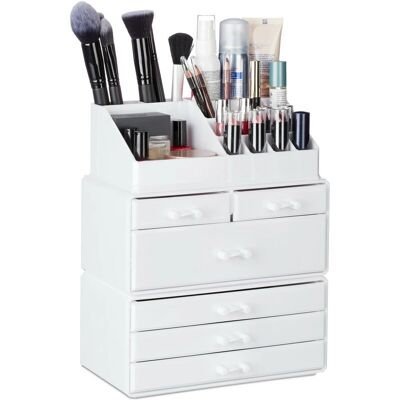Organisateur de Maquillage Relaxdays - 6 tiroirs, Acrylique, Blanc - Publicité Organisateur de Maquillage Relaxdays - 6 tiroirs, Acrylique, Blanc - Publicité