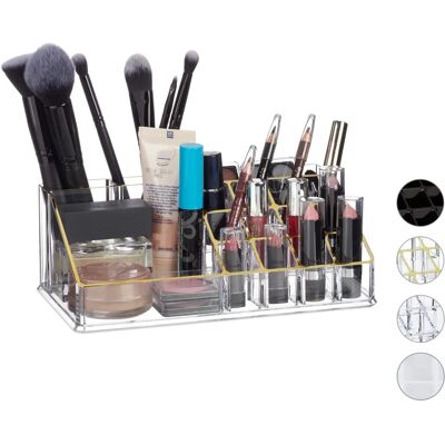 Relaxdays Acryl-Organizer für Kosmetik - 16 Fächer - Gold Relaxdays Acryl-Organizer für Kosmetik - 16 Fächer - Gold