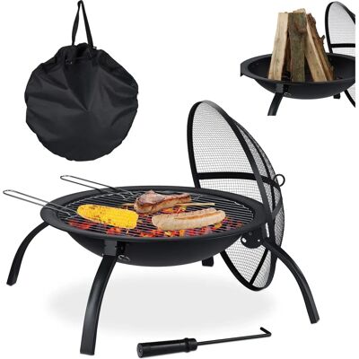 Relaxdays XL Kerti- ja terassipolttopata kannella, grillillä & tarvikkeilla Relaxdays XL Kerti- ja terassipolttopata kannella, grillillä & tarvikkeilla