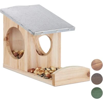 Relaxdays Squirrel Feeder - Weatherproof Wooden & Metal Shelter - 18x12x25 cm Relaxdays Squirrel Feeder - Weatherproof Wooden & Metal Shelter - 18x12x25 cm
