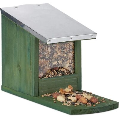 Mangiatore in Legno per Scoiattoli con Tetto in Metallo - Alimentatore per Uccelli Mangiatore in Legno per Scoiattoli con Tetto in Metallo - Alimentatore per Uccelli