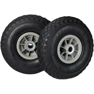 Relaxdays Set di Ruote - 3.00-4 per Carriola - Nero e Grigio Relaxdays Set di Ruote - 3.00-4 per Carriola - Nero e Grigio