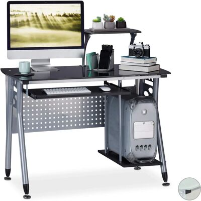 Relaxdays Computertisch - Moderner Glastisch, Schiebetastaturfach - 98x105x55cm Relaxdays Computertisch - Moderner Glastisch, Schiebetastaturfach - 98x105x55cm