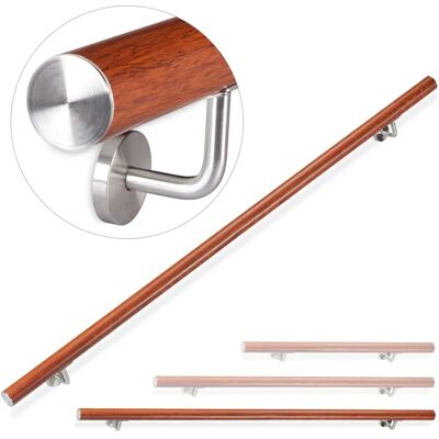 Relaxdays Handlauf - 200cm Braun - Moderner Aluminium Innen/Außen Sicherheitsstütze Relaxdays Handlauf - 200cm Braun - Moderner Aluminium Innen/Außen Sicherheitsstütze