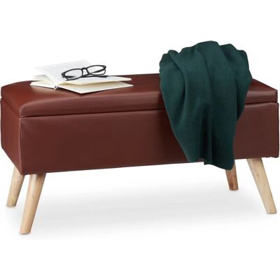 Relaxdays Banco de Armazenamento - 40L, Marrom, Estofado, MDF & Couro Sintético Relaxdays Banco de Armazenamento - 40L, Marrom, Estofado, MDF & Couro Sintético