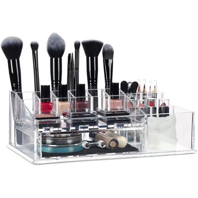 Relaxdays Organizer per Trucco Trasparente - 15 Scomparti Relaxdays Organizer per Trucco Trasparente - 15 Scomparti