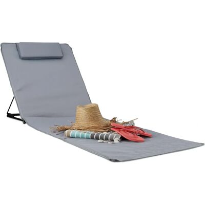 Relaxdays Gray XXL Beach Lounger - Adjustable with Cushion Relaxdays Gray XXL Beach Lounger - Adjustable with Cushion