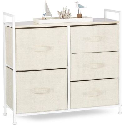 Relaxdays Mobiletto di stoccaggio - 5 cassetti in tessuto - Beige Relaxdays Mobiletto di stoccaggio - 5 cassetti in tessuto - Beige