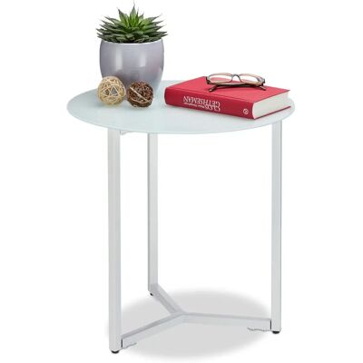 Relaxdays Vit Rund Glass- och Metallsoffbord - Modern Skandinavisk Stil Relaxdays Vit Rund Glass- och Metallsoffbord - Modern Skandinavisk Stil