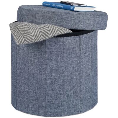 Relaxdays Pouf Anthracite - Tabouret, Coffre de Rangement, Pliable, Lin, 38x38x38cm Relaxdays Pouf Anthracite - Tabouret, Coffre de Rangement, Pliable, Lin, 38x38x38cm