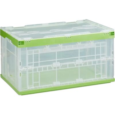 Relaxdays Scatola di Stoccaggio - 60L Pieghevole, Verde, Impilabile - Archiviazione Relaxdays Scatola di Stoccaggio - 60L Pieghevole, Verde, Impilabile - Archiviazione