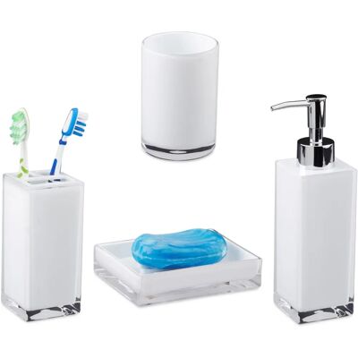Relaxdays Badausstattung Set - Modernes 4-teiliges Kunststoff Badezimmer Relaxdays Badausstattung Set - Modernes 4-teiliges Kunststoff Badezimmer