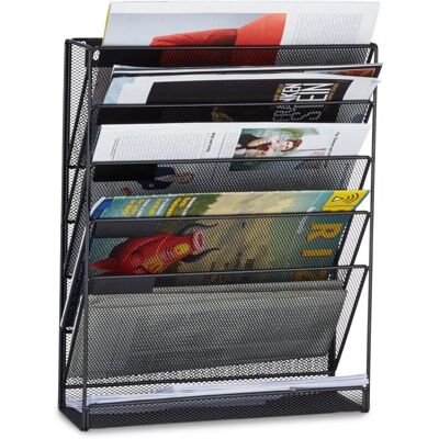 RELAXDAYS Wandmagazin - 6 Fächer, Schwarz, Metall RELAXDAYS Wandmagazin - 6 Fächer, Schwarz, Metall