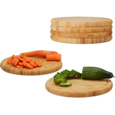 Set de Tablas de Bambú Relaxdays - 6 Redondas, 25cm, Natural Set de Tablas de Bambú Relaxdays - 6 Redondas, 25cm, Natural