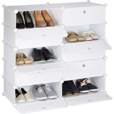 Relaxdays Armoire à Chaussures - 10 Compartiments, Plastique, Blanc - Rangement chaussures - Publicité Relaxdays Armoire à Chaussures - 10 Compartiments, Plastique, Blanc - Rangement chaussures - Publicité